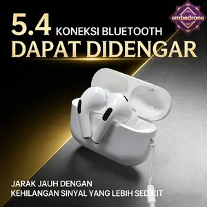 Efek Suara Stereo Surround, embedrone 2026 NEW PHANTOM Earphone Nirkabel TWS, Baterai Awet Android Earpods, Driver 13mm, Tahan Air IPX5, Panggilan HD Binaural