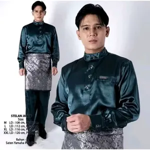 (SET TELUK BELANGA)SET MELAYU COWOK/SET COWOK+SONGKET.SET COWOK SATIN YAMAHA SILK PREMIUM/SETELAN PRIMIUM Pria Celana