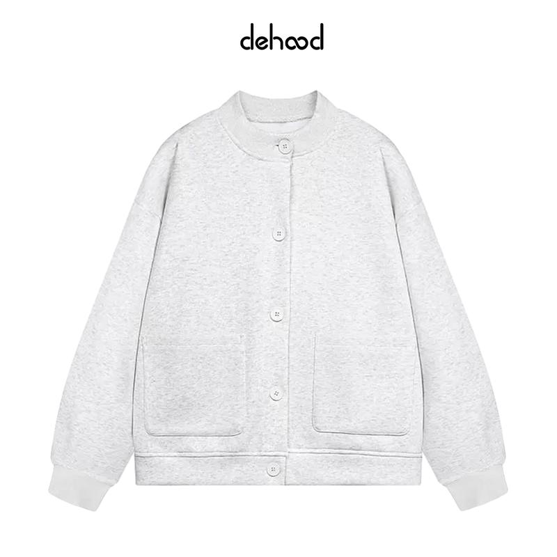 Áo khoác Cardigan trơn Local Brand Dehood chất Nỉ cotton 2 da Unisex basic Nam Menswear Jacket Baggy