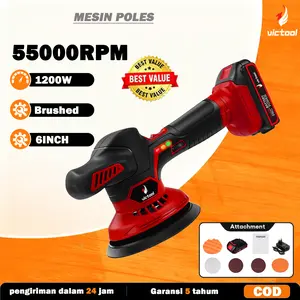 Victool Mesin Poles Mobil Motor 1200W  Polisher 6 Inch Alat Disk Kaca Motor Spons Dan Pembersih Mobil Disch Polisher Bor Tembok Besi Kayu 2in1 Car