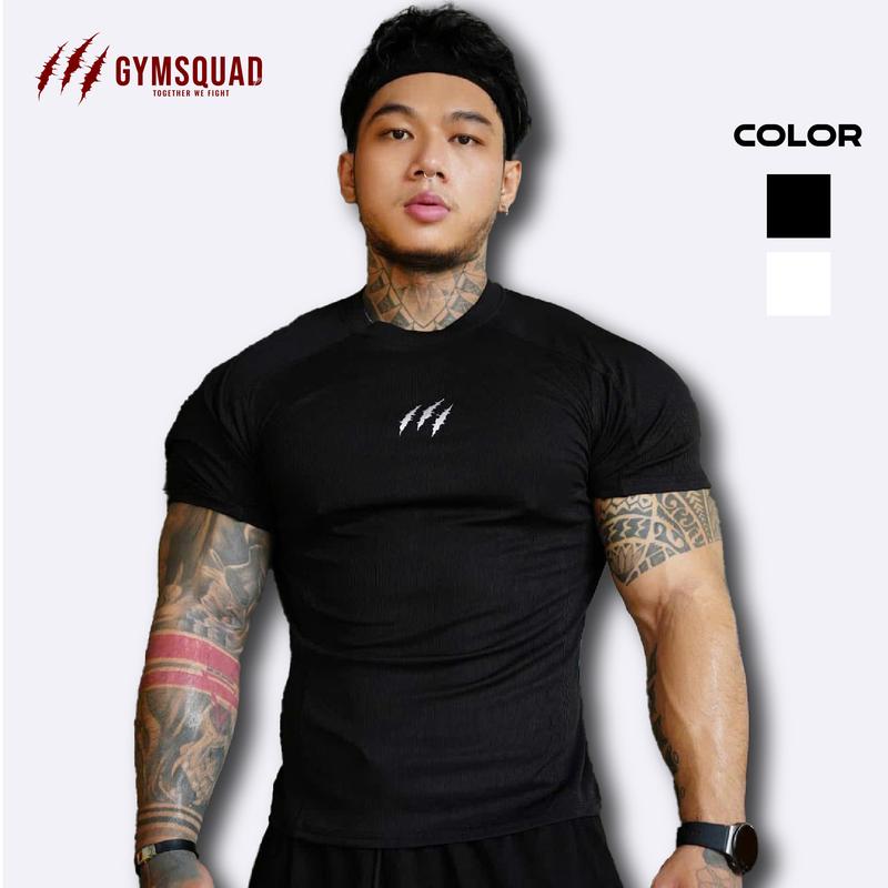 Baby Tee CÁCH TÂN [FORM SIÊU ÔM + NGẮN] Logo Giữa Ngực Chất Thun Gân Co Giãn Men Sport Áo Body Nam Tập Gym GYMSQUAD
