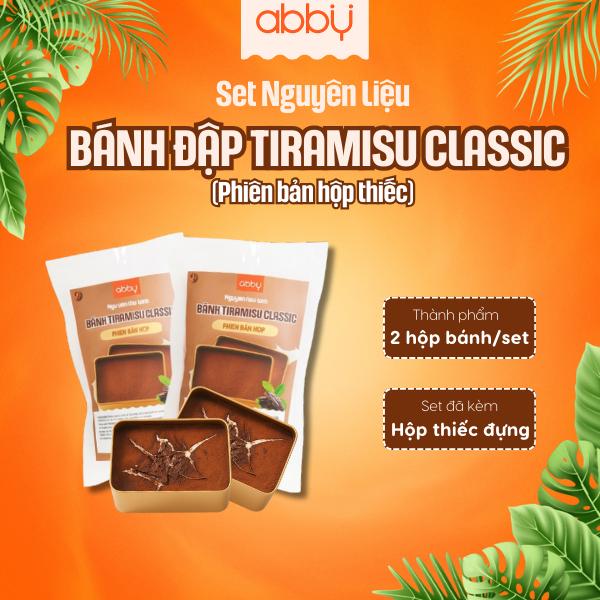 [ABBY] [TẶNG HỘP THIẾC] Set nguyên liệu làm bánh đập tiramisu hộp thiếc vị cacao và matcha - thành phẩm 2 hộp 1000ml (mỗi hộp 500ml) - Bột whip cream không đường - Dễ làm, ngọt dịu, béo nhẹ