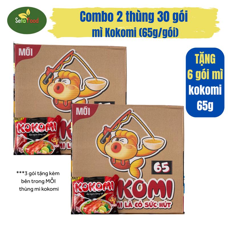 TẶNG 6 GÓI MÌ 65G Combo 2 thùng mì Kokomi vị tôm chua cay - tổng 60 gói x 65gram Miến Vị Chua Food Mì gói tặng 6 GÓI MÌ KOKOMI - Tết