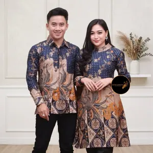 Atasan Tunik Wanita Batik Couple Kemeja Batik Pria Lengan Panjang Batik Motif Ayam Biru Batik Modern Batik Wanita Muslim Baju Seragam Keluarga Katun