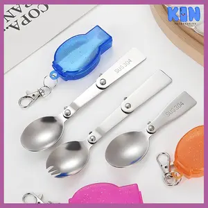 Gantungan Sendok Garpu Lipat Stainless Ganci Portable Fork Spork Travel Kunci Spoon Serbaguna Kin ACC