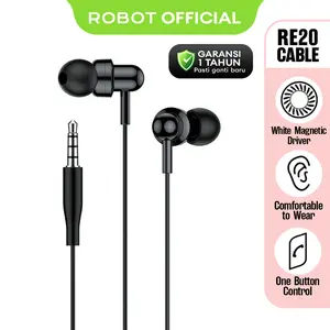 Headset Robot RE20 Wired Headset Earphone Bass Android iPhone Original