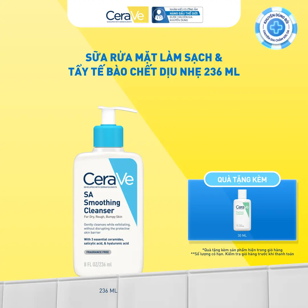 Sữa rửa mặt cho da nhạy cảm Cerave Sa Smoothing Cleanser 236ml