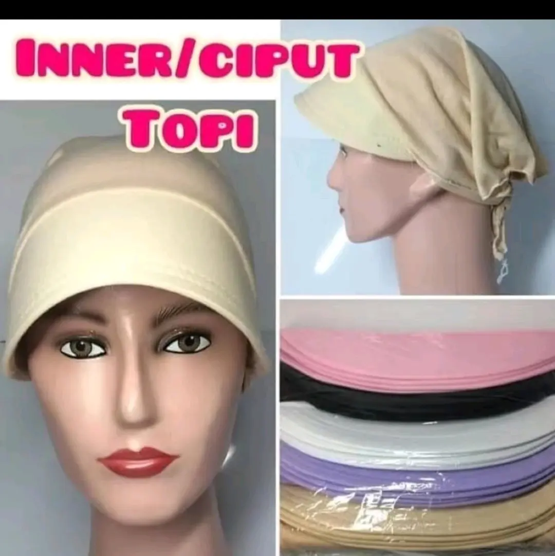 Topi ciput/Inner ciput topi kaos/Daleman topi kaos antem jersey Dalaman Kerudung toko whitte-black cipu thijab