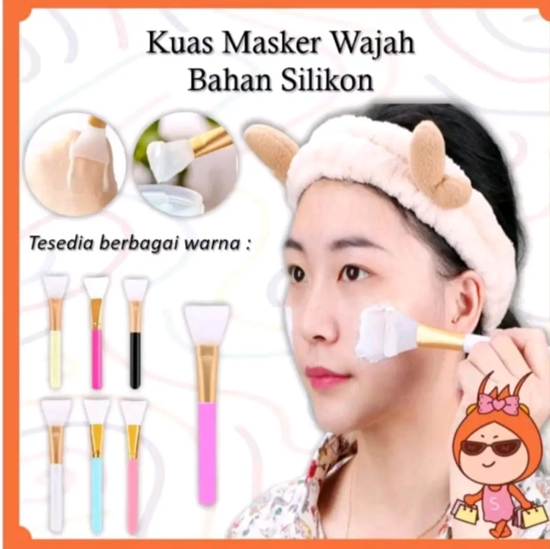 kuas masker wajah bahan silicon warna random
