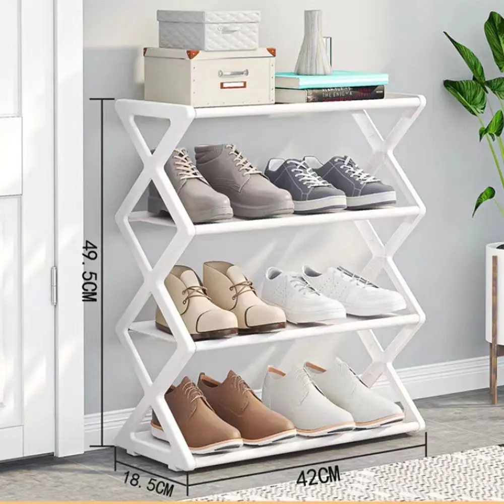INDOONLINE - R003 - TEMPAT RAK SEPATU SENDAL 4 SUSUN MODEL ZIGZAG - RAK SEPATU LIPAT AWET DAN KOKOH - TEMPAT PENYIMPANAN SEPATU BUKU MUDAH BONGKAR PASANG SERBAGUNA