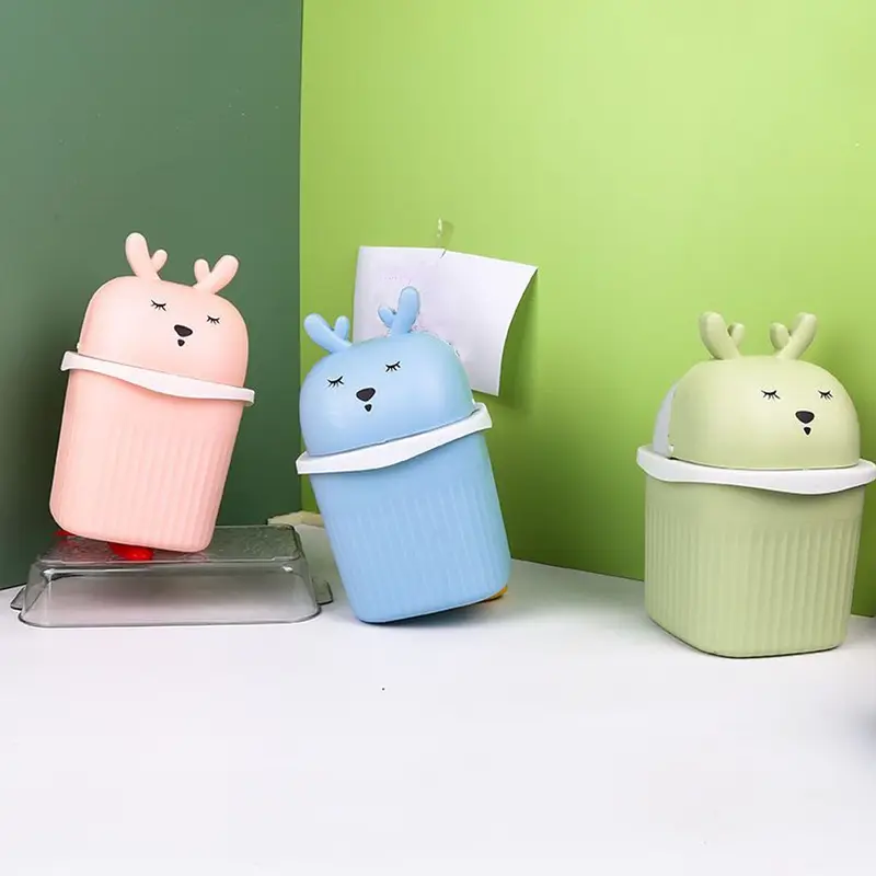 Tempat Sampah Meja Mobil Mini Kecil Multifungsi Motif Karakter Rusa Lucu-5434 3