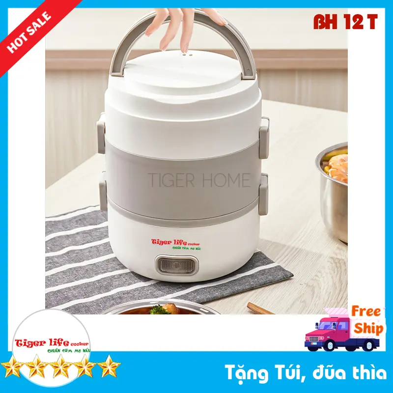 Hộp Cơm cắm điện CAO CẤP Hâm và Nấu cơm Inox 3 Tầng, Hộp cơm cắm điện Làm Nóng Siêu Tốc model HC1 Tặng Full đồ 1