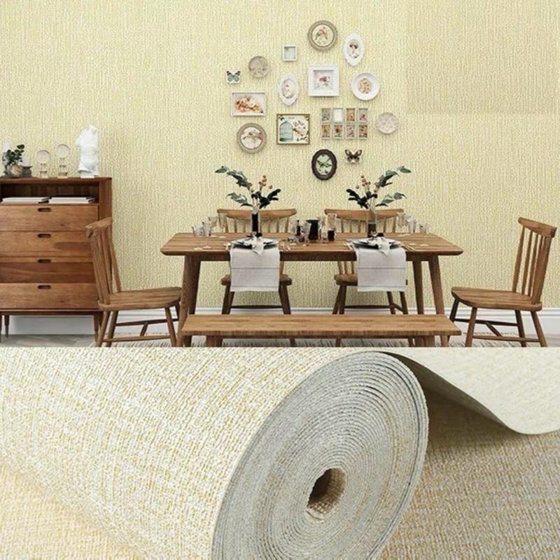 Cuộn 10M xốp dán tường vân vải 3D . Sẵn keo dán mặt keo tráng nhôm cách nhiệt chống ẩm dán trang trí tường.