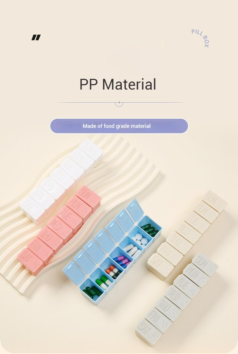 Product Introduction of Portable Medicine Case 7 Days AM PM Weekly Travel Pill Case Organizer Holder Box Dispenser Pillbox Pill Cutter Healthcare Aid 3