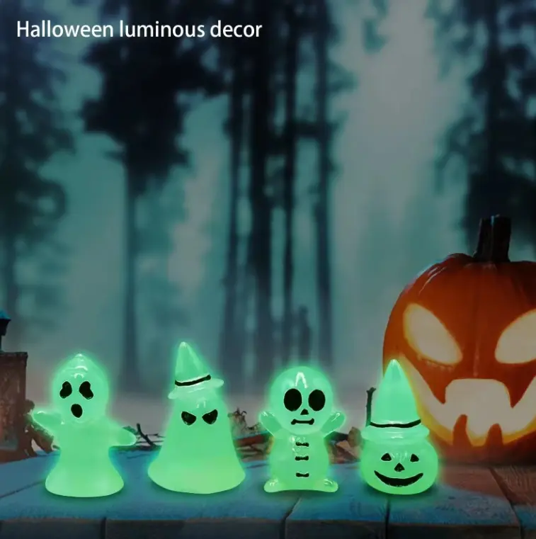 Tượng Nhỏ Đèn Lung Linh, Cho Bia Mộ Ma Và Bí Ngô, Đồ Trang Trí Siêu Nhỏ, Cảnh Quan Halloween, Đồ Thủ Công Bằng Resin