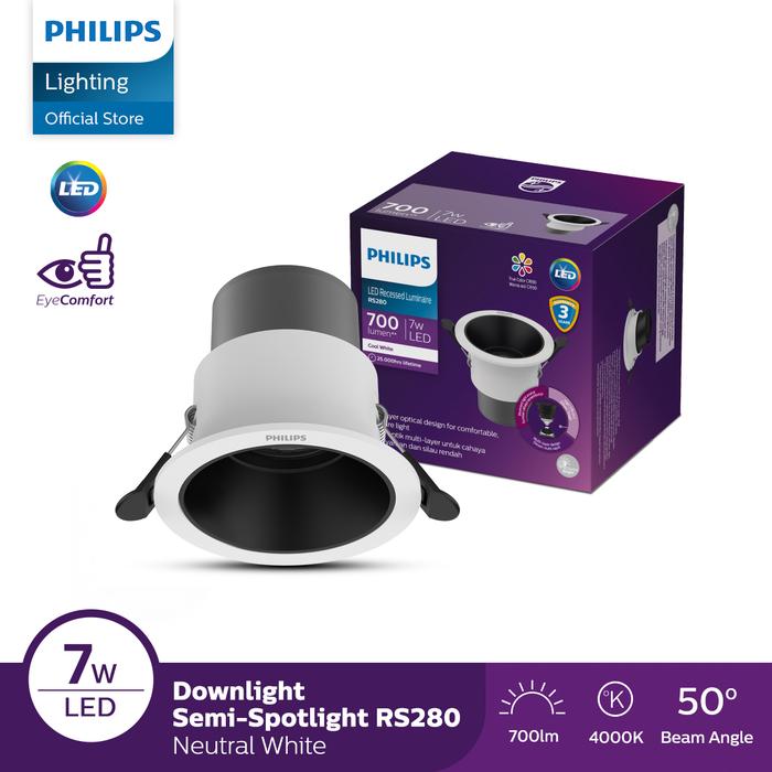 Gambar Philips Lampu Downlight Spotlight RS280 7W 4000K 50° D75 Cahaya Neutral White General Mounting dari Philips Lighting Indonesia Kota Administrasi Jakarta Utara Tokopedia
