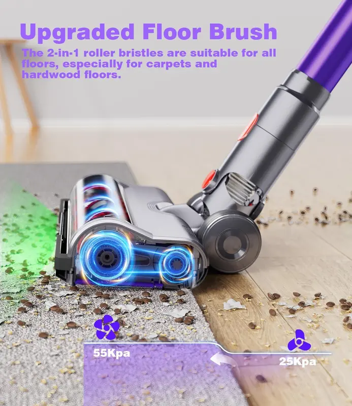 Cordless Vacuum Cleaner, High-Power Lightweight Stick Vacuum for Home and Car Cleaning (Red) 4