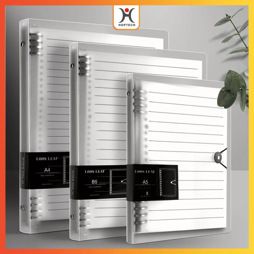 Binder Note A5/B5 Ring Transparan Loose-Leaf Notebook Strap Kunci HXX-3 Kuliah Sekolah Aesthetic Minimalis