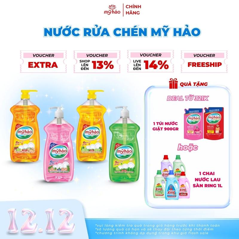 Combo 4.5 KG Nước Rửa Chén Mỹ Hảo - Vòi Pump An Toàn Đậm Đặc - 1.5 KG x 3