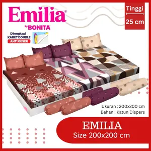 RC Sprei Emilia By Bonita Ukuran 200x200 Extra King Double Karet Anti Geser