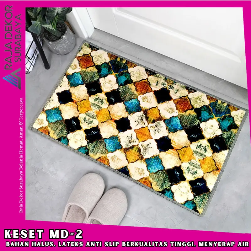 RajaDekor - Keset Polyester Ukuran 40 x 60 cm Keset Kaki Anti Slip Berbagai Motif Bisa COD Lantai Dekorasi 2