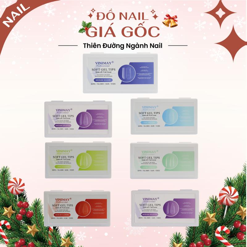 Móng úp Vinimay chính hãng mặt trơn - Hộp 552 móng tay giả 12 size đủ form chia rõ số size