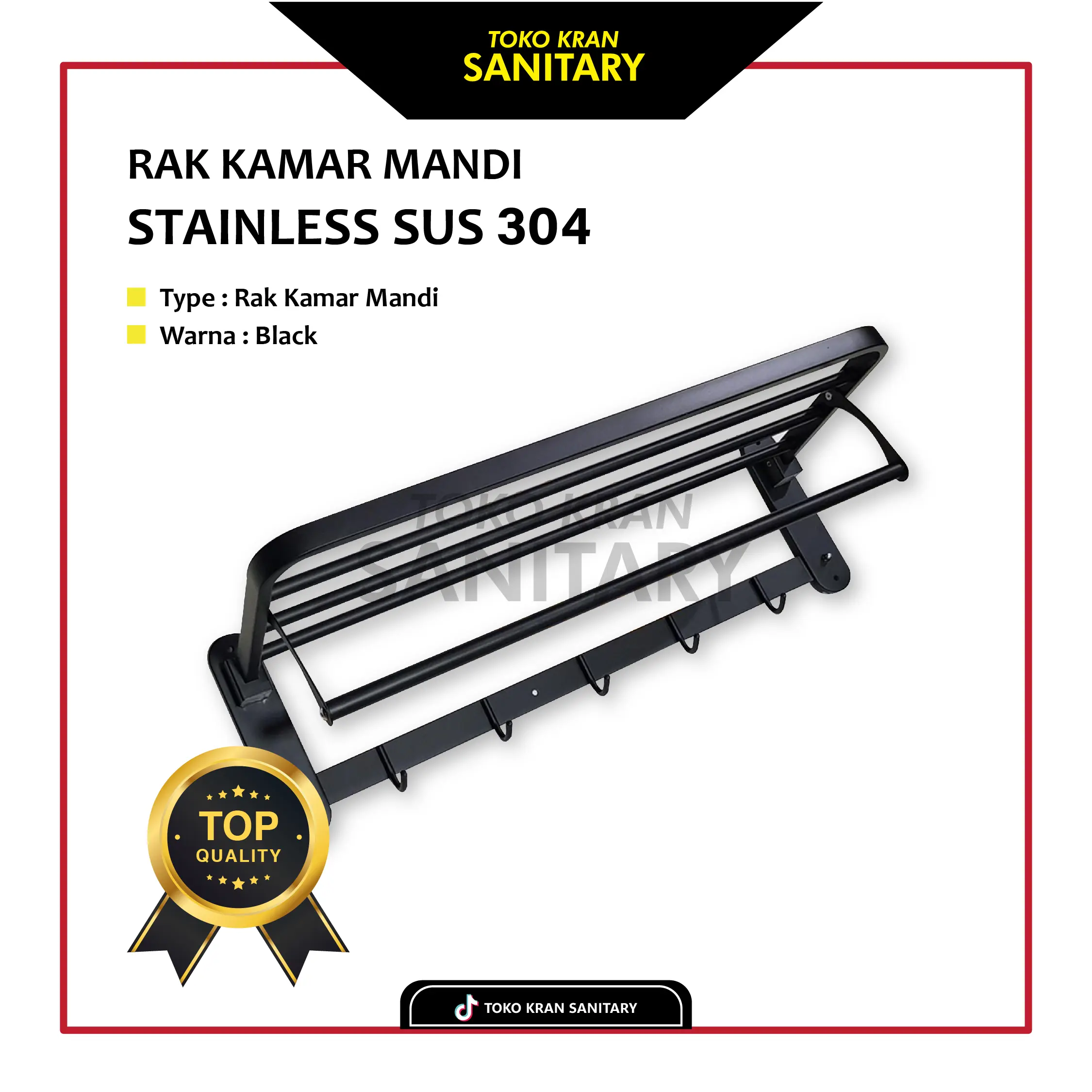 (Termurah) Rak Handuk Kamar Mandi Stainless SUS 304 Black Tiang