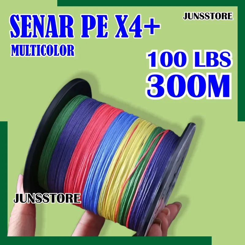 SENAR PANCING PE x4 300M MULTICOLOR Super Kuat Kecil Halus Tali Benang Anti Kusut Keriting Braided 1