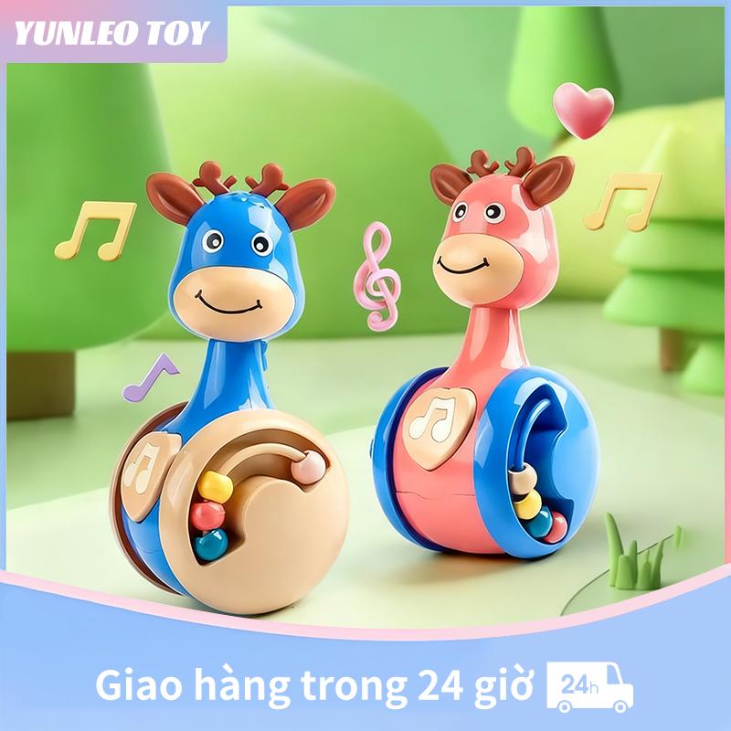 Đồ chơi con lật đật hươu cao cổ giúp bé tập bò đồ chơi phát ra âm thanh cho bé làm từ chất liệu an toàn - Đồ chơi giáo dục sớm