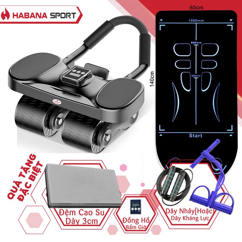 [LIVE] Máy Tập Bụng 4 Bánh + Thảm Chuyên Dụng 1m4  [TẶNG] Đệm Kê Gối 3Cm+ Đồng Hồ + Dây Nhảy Thể Lực Hoặc Dây Kéo Kháng Lực