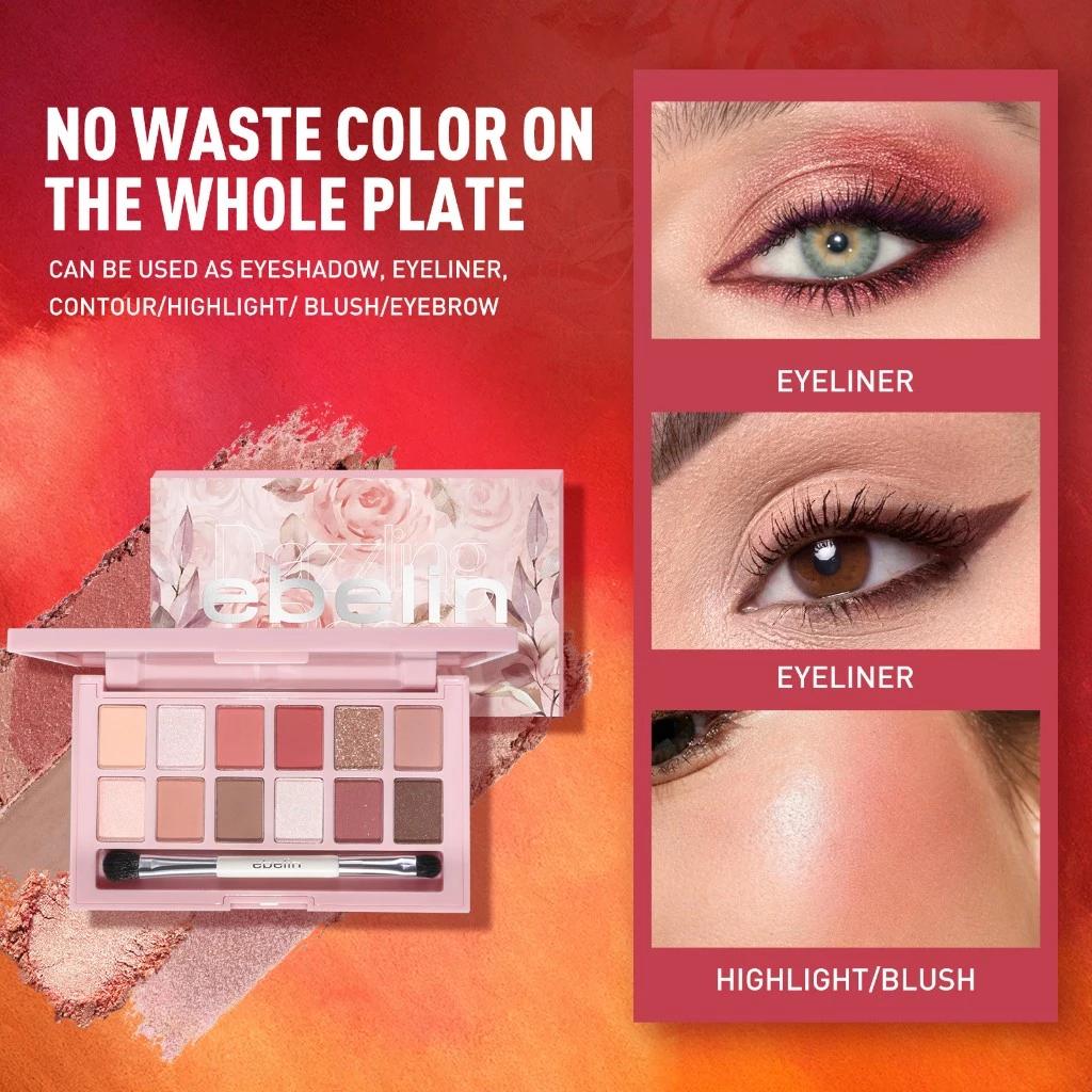 ebelin #3 Dreamy Bellflower 12 Warna Multifungsi Eyeshadow 9g Palette Palet Sorot Eye Shadow Tahan 24 Jam Riasan Mata Dazzling Rose Tempting Almond Dreamy Bellflower