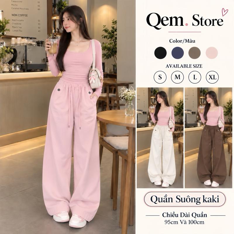 [HÀNG L1 - DEAL MỞ BÁN] Quần Ống Rộng Gió Hàn KaKi Hot Trend 2026 Hack Dáng