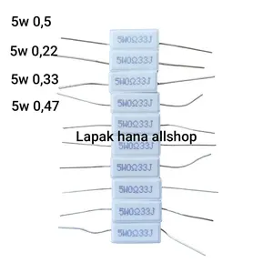 10pcs R kapur taiwan kaki tembaga 5w 0,22 ohm 5w 0,33 ohm 5w 0,47 ohm Taiwan Resistor 5w 0.22 5w 0.33 5w 0.47 ohm