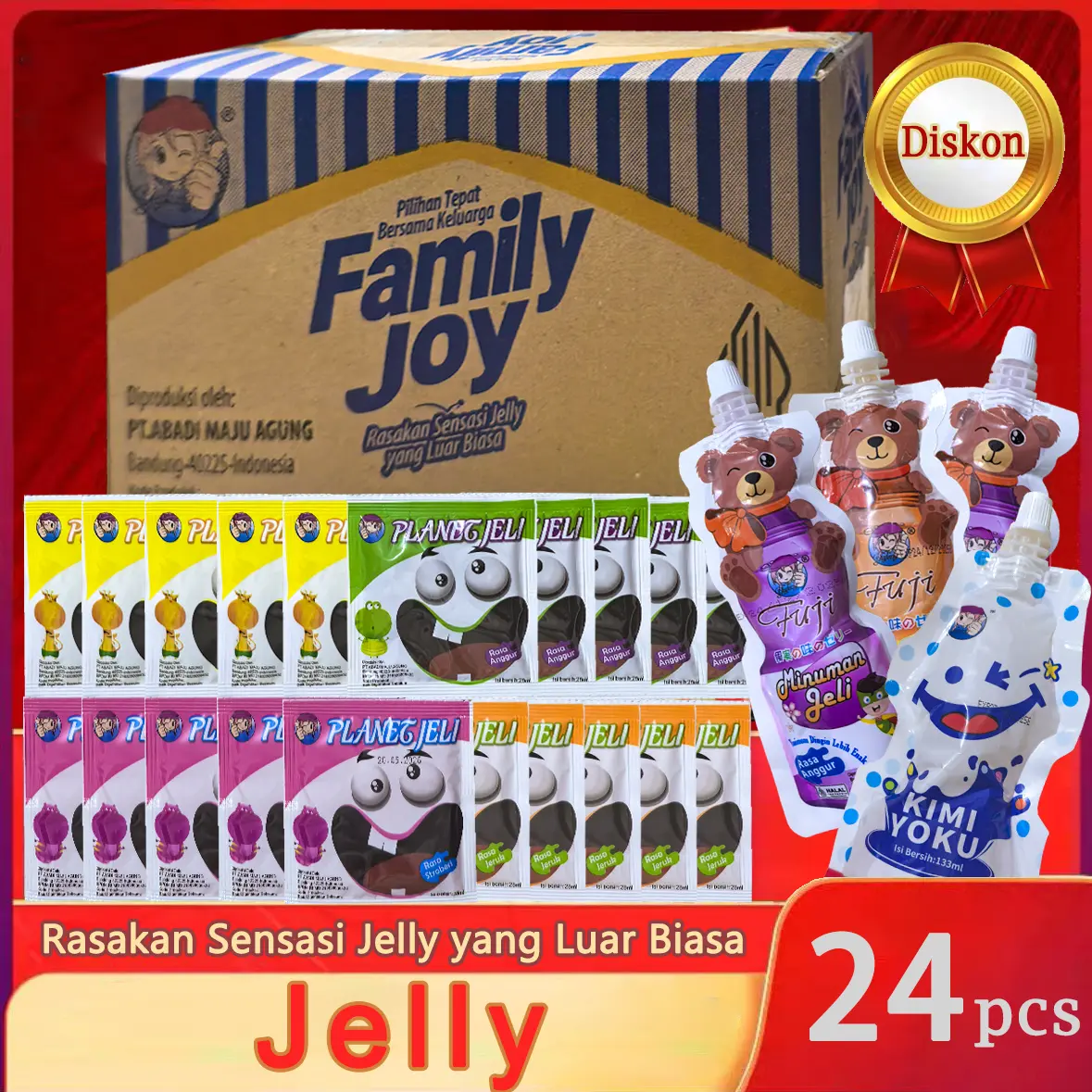 COD Paket Jelly 24PCS Minuman Jelly Kemasan Rasa CampulJelly Rasa Mix Mangga Strawberry JerukAnggur Jeli Puding Food Pudding