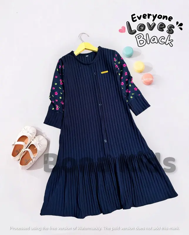 Gamis anak perempuan model duyung bahan knit hornet untuk usia 1 - 12 tahuan Bunga Cantik Motif Muslim 3