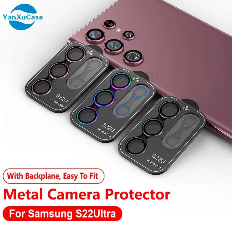 For  S24 Ultra Camera Lens Protectors Metal Camera Ring Case Tempered Glass For Galaxy S23 S22 Ultra 5G Protective Cap