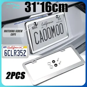 2pcs Frame Plat Nomor Mobil Stainless Steel Anti Karat, Dudukan Rangka Modifikasi Mobil American Style, Aksesoris Mobil Premium (Bisa COD) Car Kendaraan