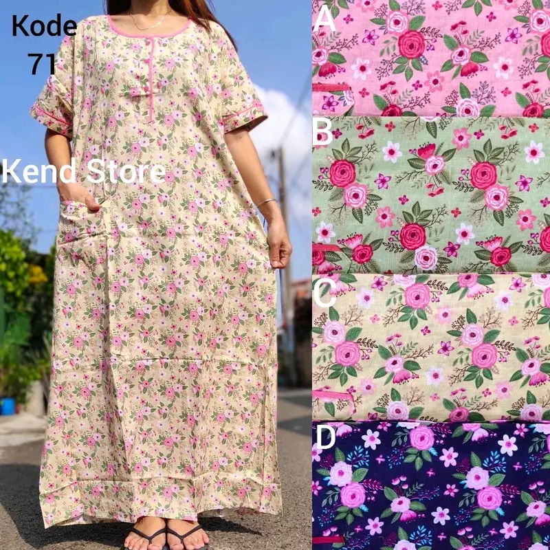 Daster Longpen Lengan Pendek Katun Jepang Motif Bunga Pretty Girl 5
