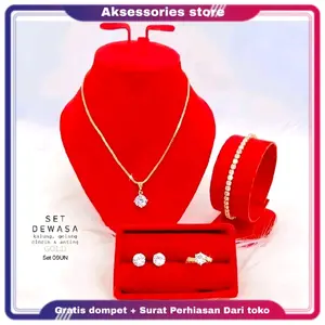 Set Dewasa isi gelang kalung cincin anting SET09UN Aksesoris Titanium Wanita Elegan