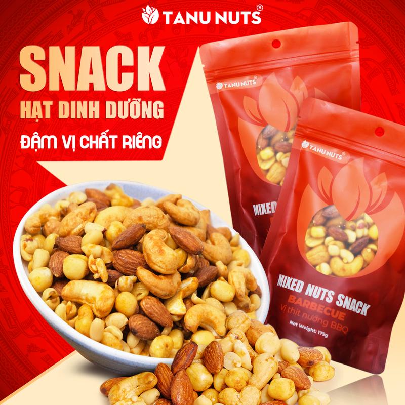 Snack hạt dinh dưỡng mix tẩm vị TANU NUTS túi 175g mix hạt tẩm vị ăn vặt healthy cho văn phòng trẻ nhỏ ăn vặt hạt tẩm vị bbq rong biển