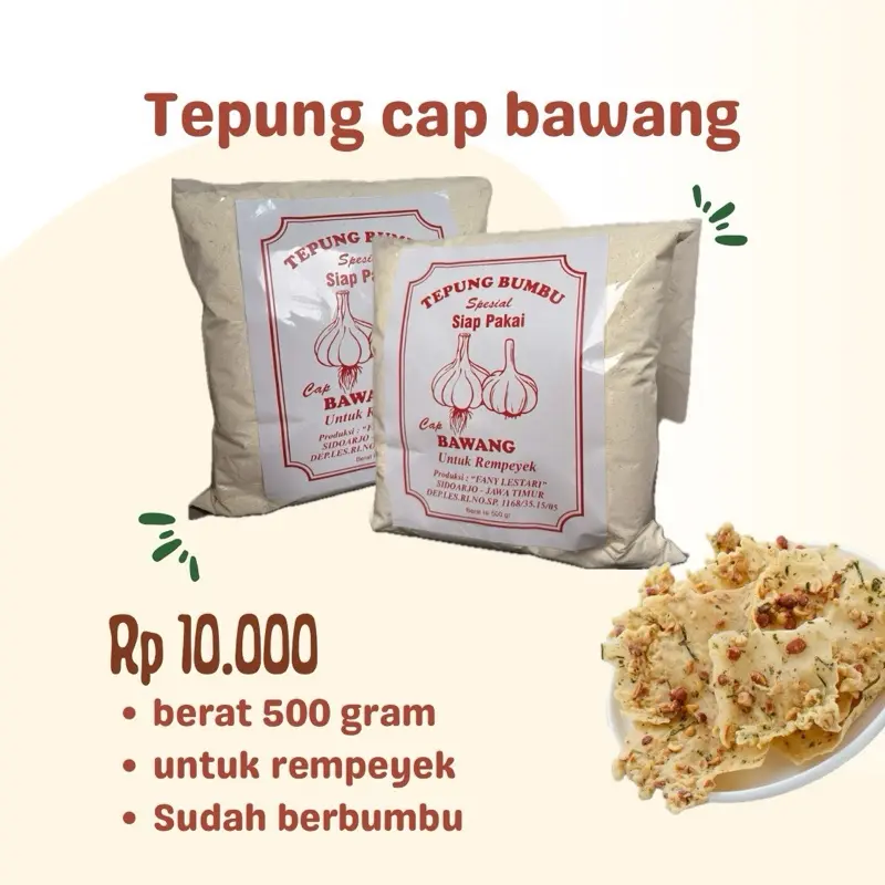 Tepung Cap Bawang untuk Rempeyek Berat 500 Gram Sudah Berbumbu Spesial Siap Pakai