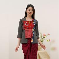 Gambar NONA RARA - Kebaya Stacato Tulis Betawi T4241, Baju kerja batik kebaya wanita moder - XL dari Nona Rara Batik Kota Administrasi Jakarta Timur 2 Tokopedia