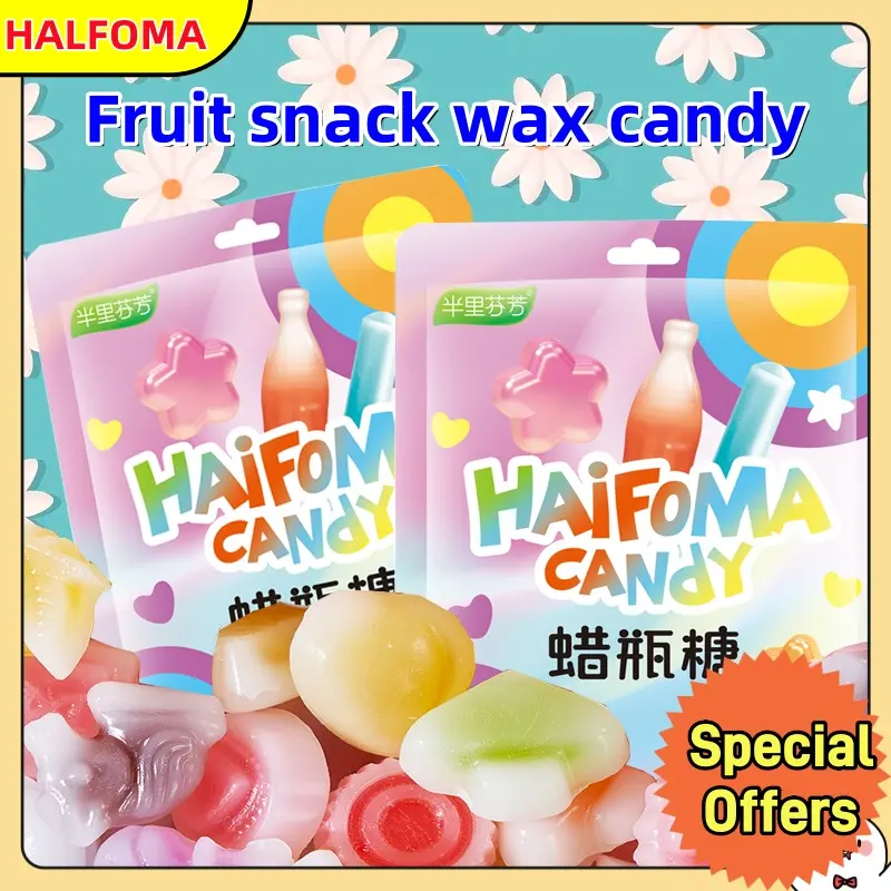 Halal candy, HALFOMA wax bottle candy, bursting with a mouthful, full of fruity aroma, sweet but not greasy, a snack food loved by adults and children, fun snacks wax  candy halfoma  wax Buah kohakutou crystal gula  cube Jam Frozen Snek gula-gula