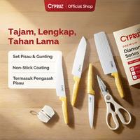 Gambar Cypruz Premium White Diamond Pisau Set+Gunting 6pcs dari Cypruz Kitchenware Kota Administrasi Jakarta Utara 1 Tokopedia
