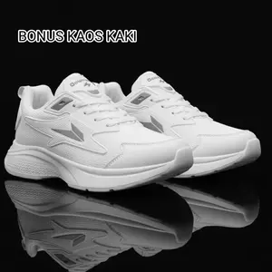 GUMERS Sneakers Sepatu putih, Sepatu Olahraga & Casual, Kanvas & Karet Phylon, Hitam, Size 36-43, Nyaman untuk Jogging & Senam