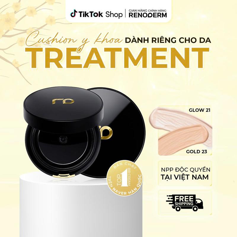 Phấn Nước Cushion RenoDerm Day Long BB Cream Gold/Glow SPF37+/PA++ 15g - Kem Che Khuyết Điểm Dưỡng Da Mịn Màng & Căng Bóng