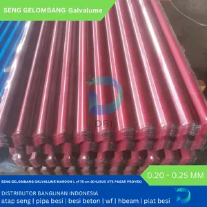 Seng Gelombang Galvalume Merah 180 x 80 cm 0.20 mm Super (free ongkir) Khusus pagar proyek