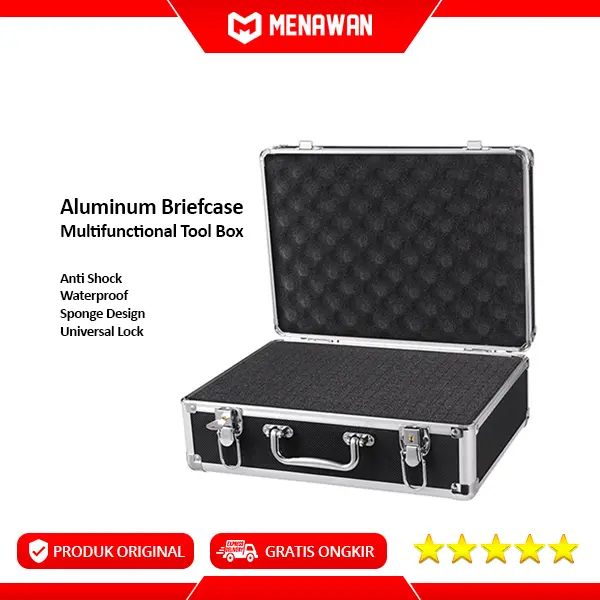 Aluminum Briefcase Shockproof Hard Case Tool Box Suitcase Metal Kotak Koper Jam Perhiasan Tahan Guncangan Busa EVA Foam DIY Serbaguna