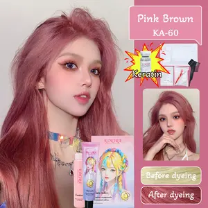 Kokira hair color Pink Brown-60 200ml+Hair care essential oil cat rambut pewarna rambut warna rambut tanpa bleaching
