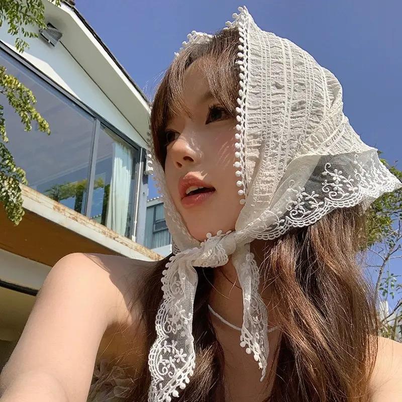 triangular French style headscarf, countryside style photo, silk scarf, headband, hair accessories